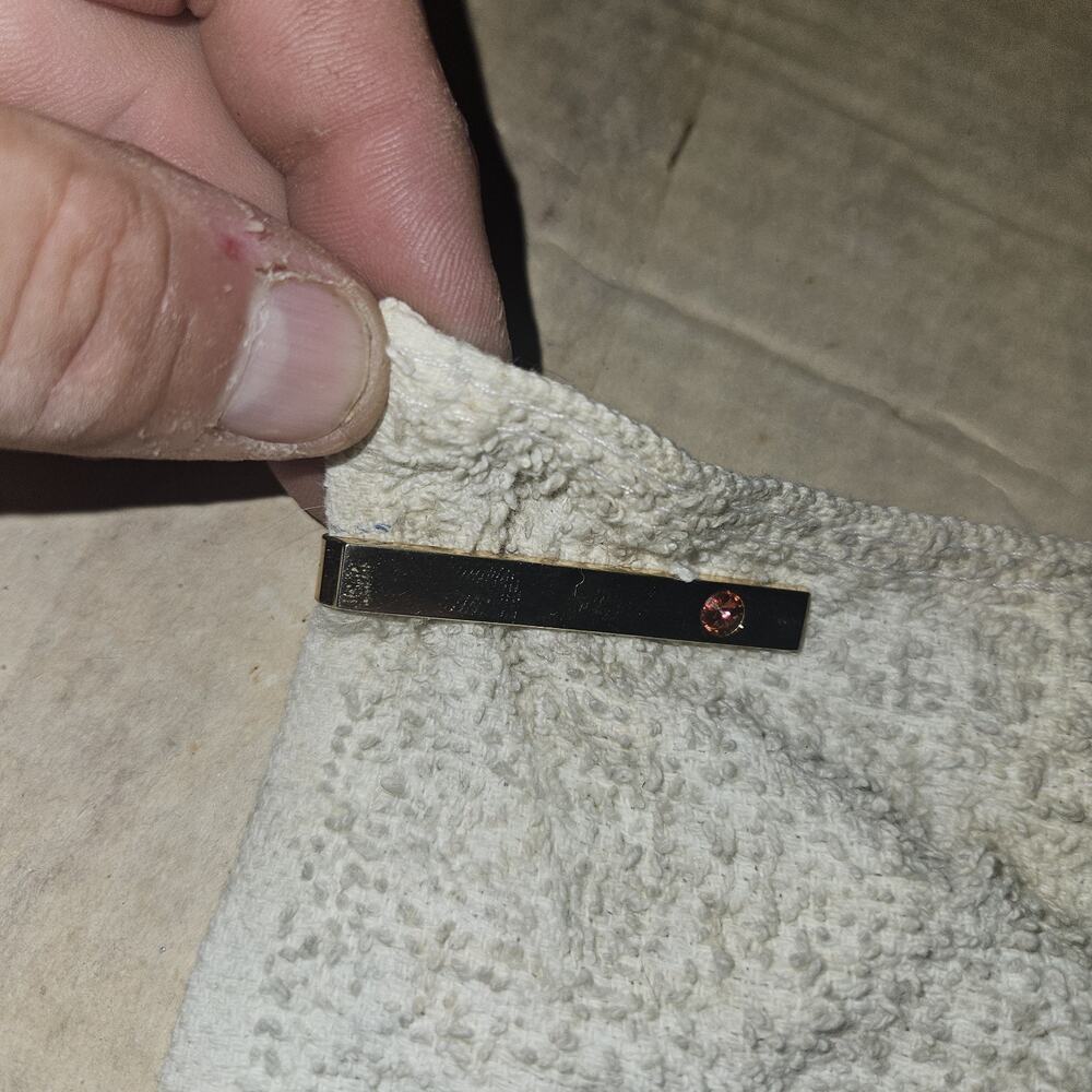 Vintage goldtone Tie Clip With A red Stone